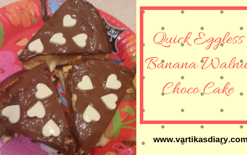 Quick Eggless Walnut Choco Cake Recipe